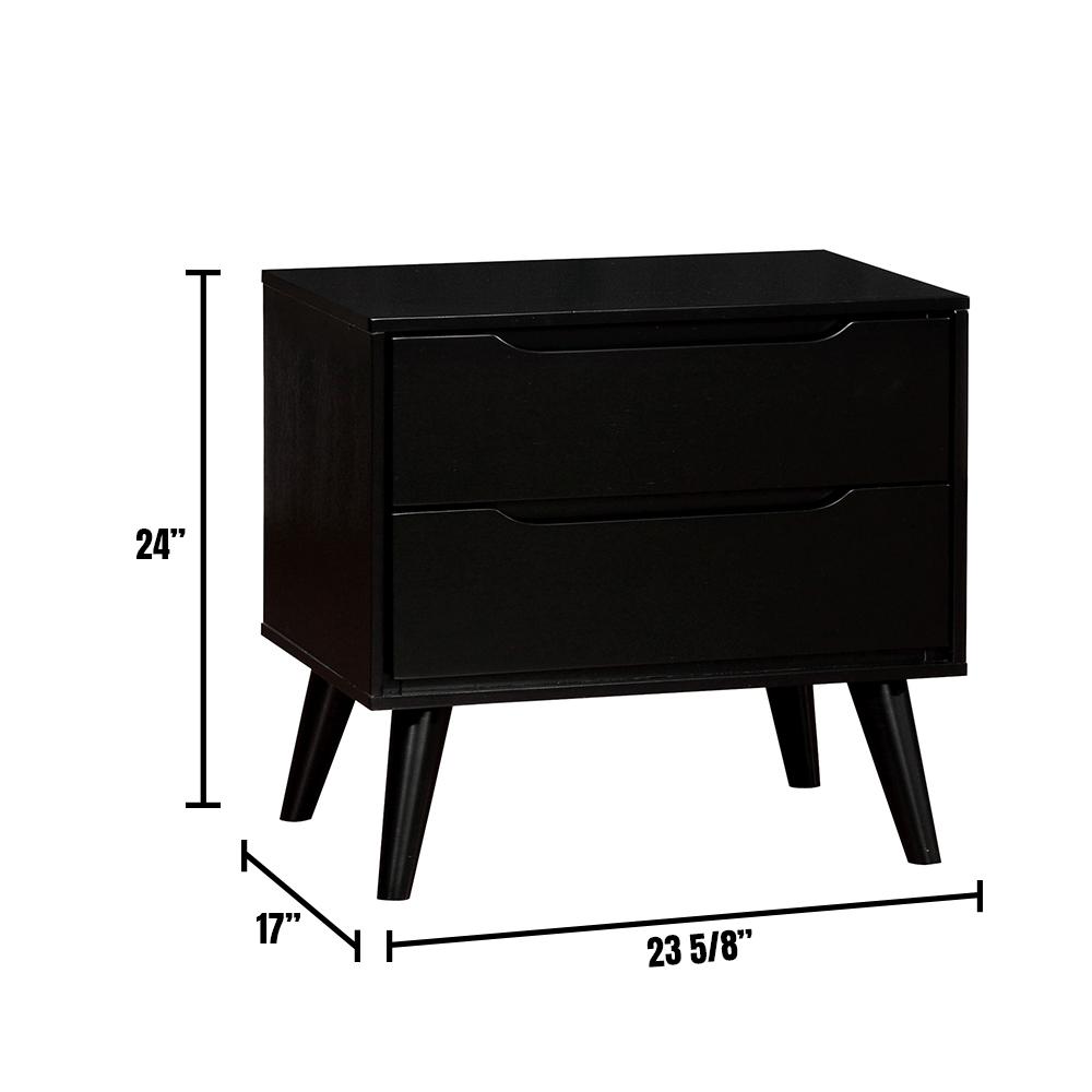 William S Home Furnishing Lennart Ii Black Mid Century Modern Style Nightstand Cm7386bk N The Home Depot