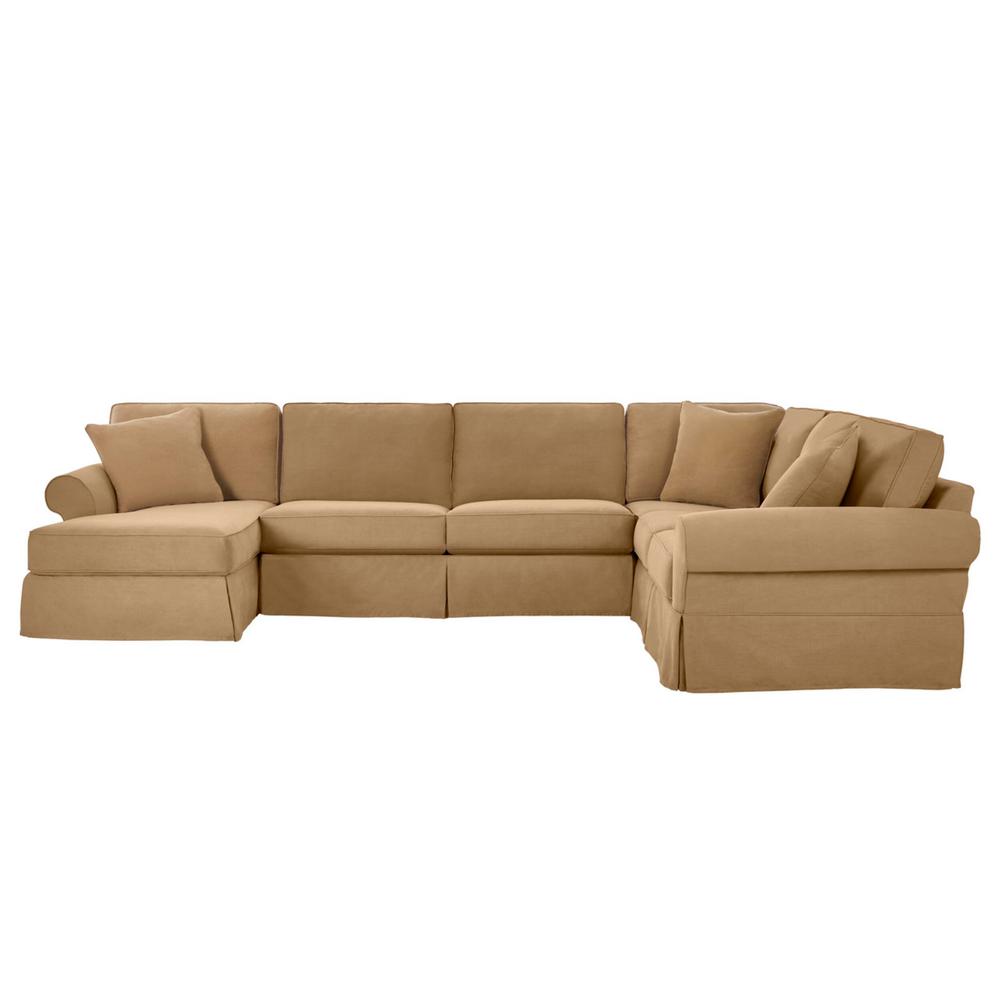 Home Decorators Collection Hillbrook Essence Camel Polyester 6 Seater U Shaped Right Facing Sectional Sofa With Removable Cushions P26zf18ca The Home Depot