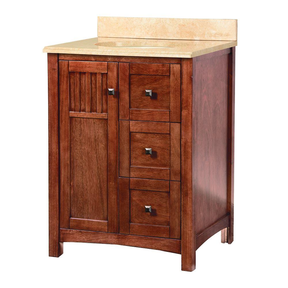 Foremost Knoxville 25 in. W x 22 in. D Vanity in Nutmeg with Stone