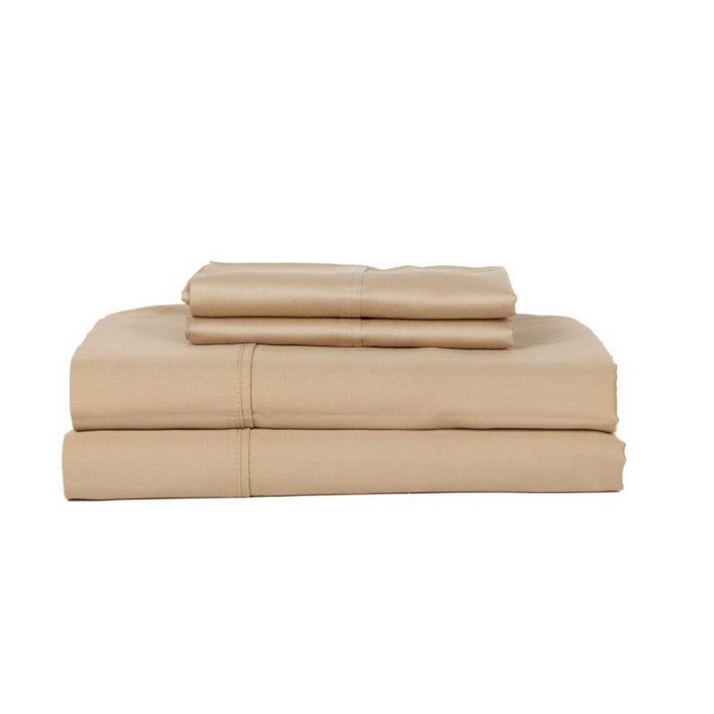 PERTHSHIRE Platinum 4-Piece Taupe Solid 440 Thread Count Cotton Full Sheet Set, Brown was $139.99 now $55.99 (60.0% off)