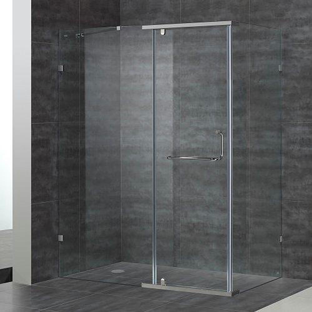 Aston SEN975 60 In X 35 In X 75 In Semi Framed Shower Enclosure In Chrome With Clear Glass 