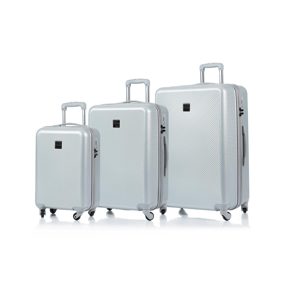 CHAMPS Norway 26 in., 20 in. Silver Hardside Luggage Set with Spinner