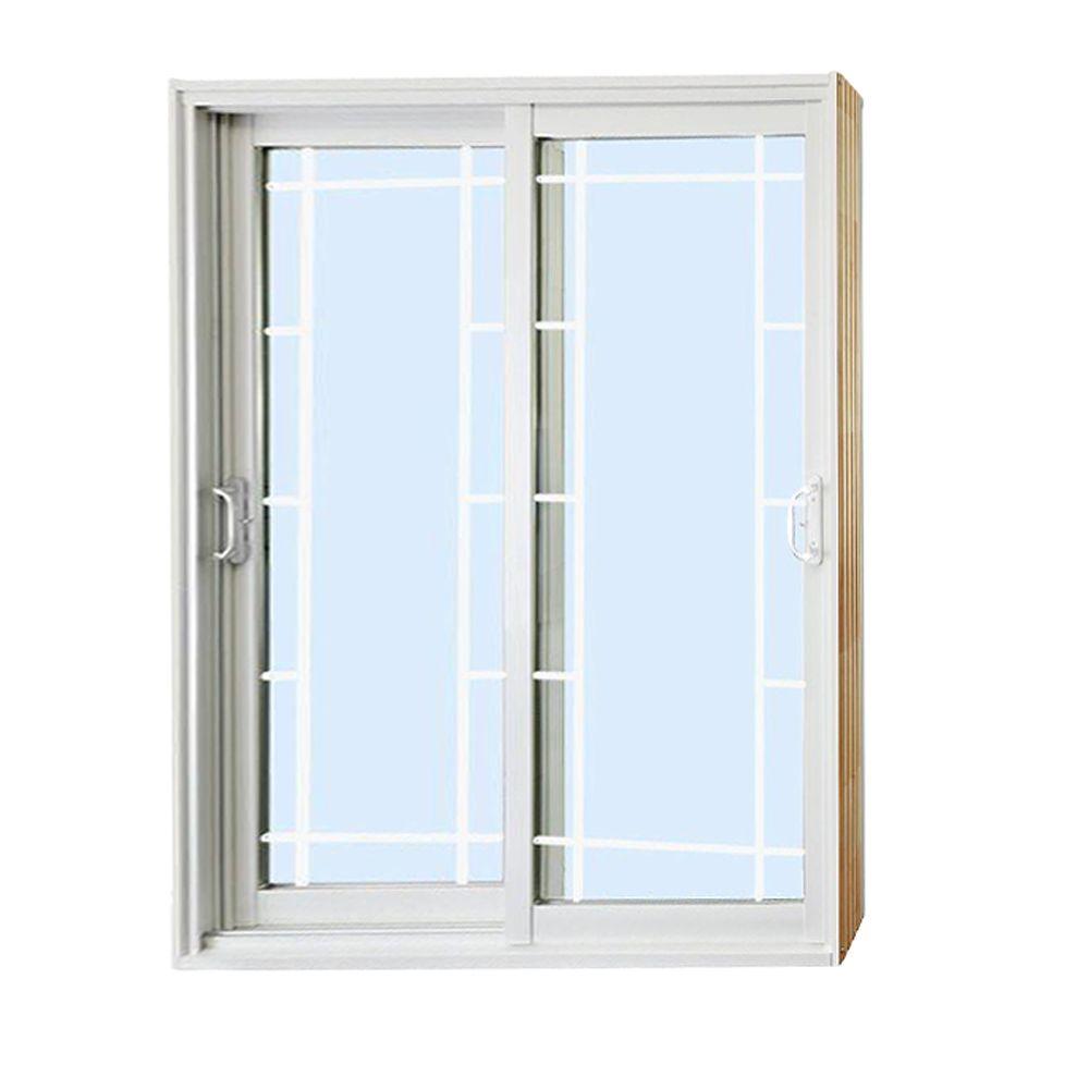 Stanley Doors 72 In X 80 In Double Sliding Patio Door With Prairie Style Internal Grill