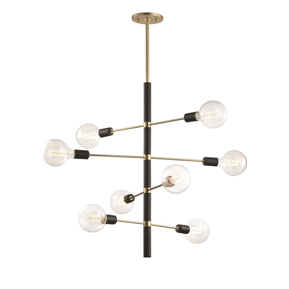 Astrid 8-Light Aged Brass Chandelier with Black Accents