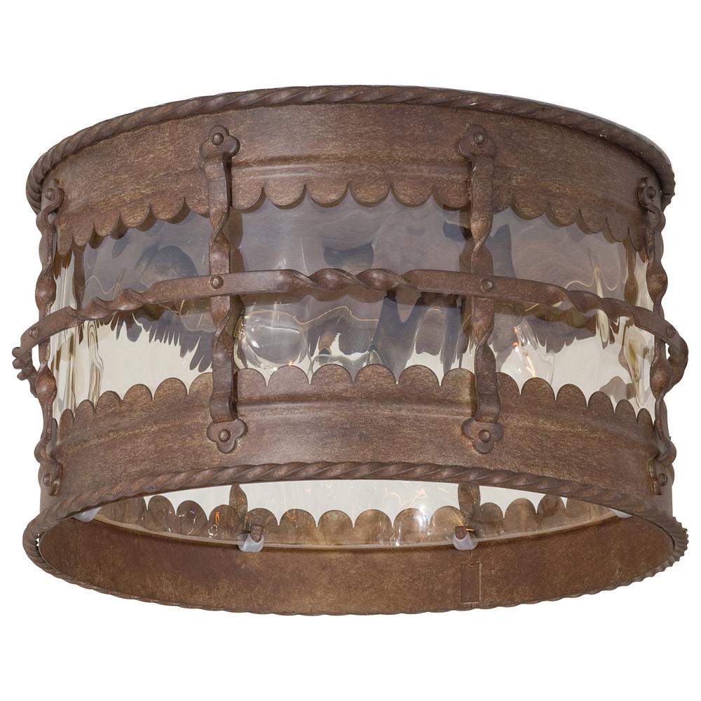 Brushed Nickel Outdoor Flush Mount Lights Ceiling Mallorca 3 Light Vintage Rust Outdoor Semi Flush Mount