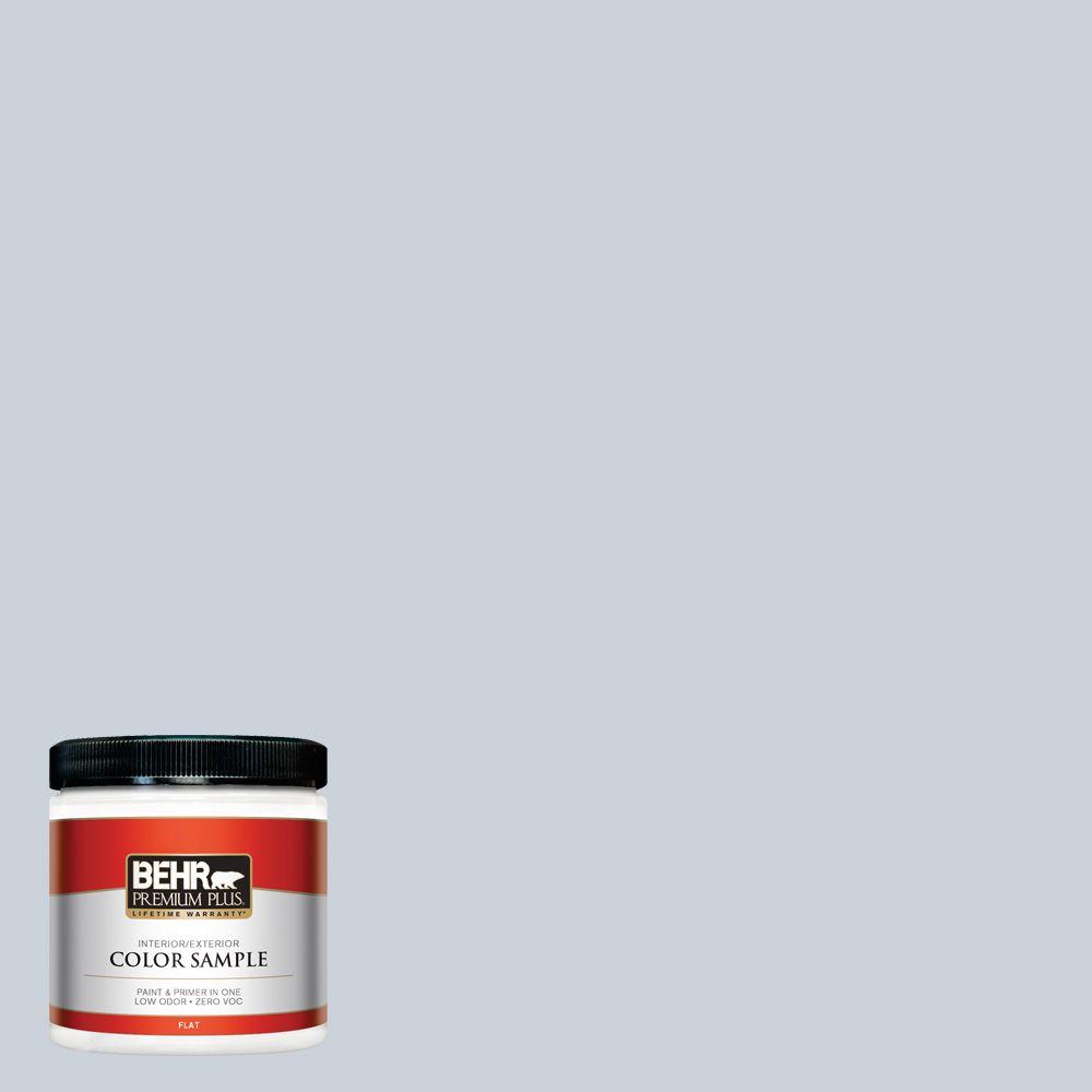Behr Premium Plus 8 Oz N480 1 Light Drizzle Flat Interior Exterior Paint And Primer In One Sample