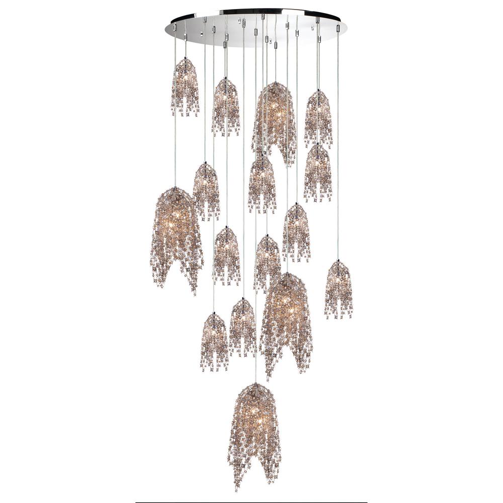 Eurofase Danza Collection 20 Light Chrome Chandelier With Crystal Eurofase Danza Collection 20 Light Chrome Chandelier With Crystal Shade