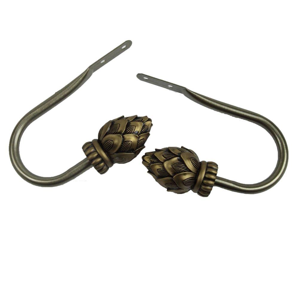 Rod Desyne Bud Decorative Holdback Pair In Antique Brass 4807 034