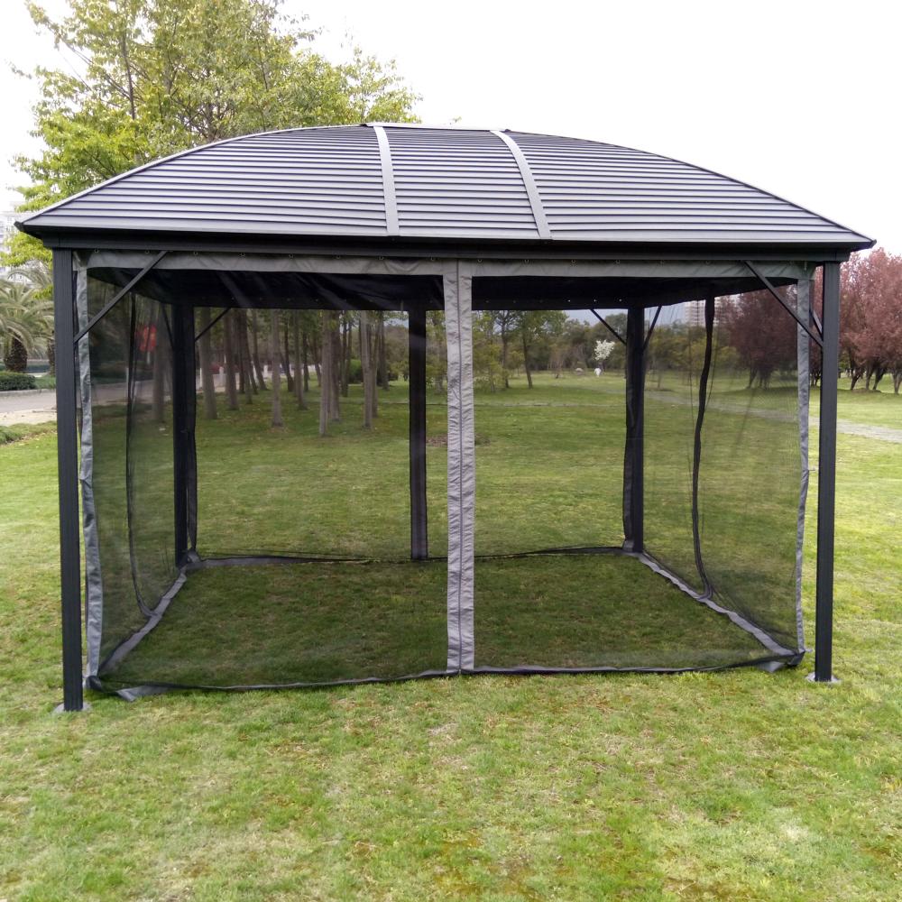 Aleko 10 Ft X 12 Ft Gray Gazebo With Mesh Gzm10x12 Hd The Home Depot