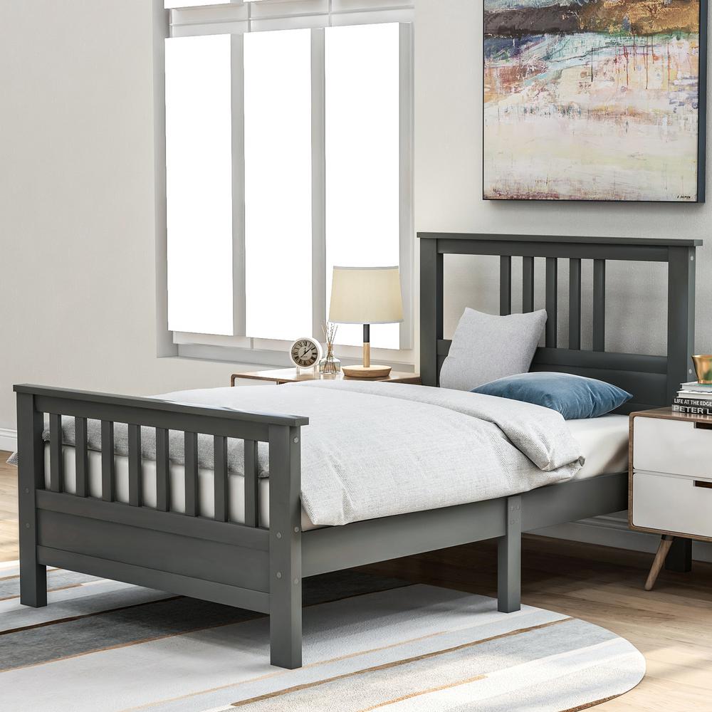 Harper & Bright Designs Gray Twin Wood Platform Bed with Headboard and Footboard was $282.99 now $219.99 (22.0% off)