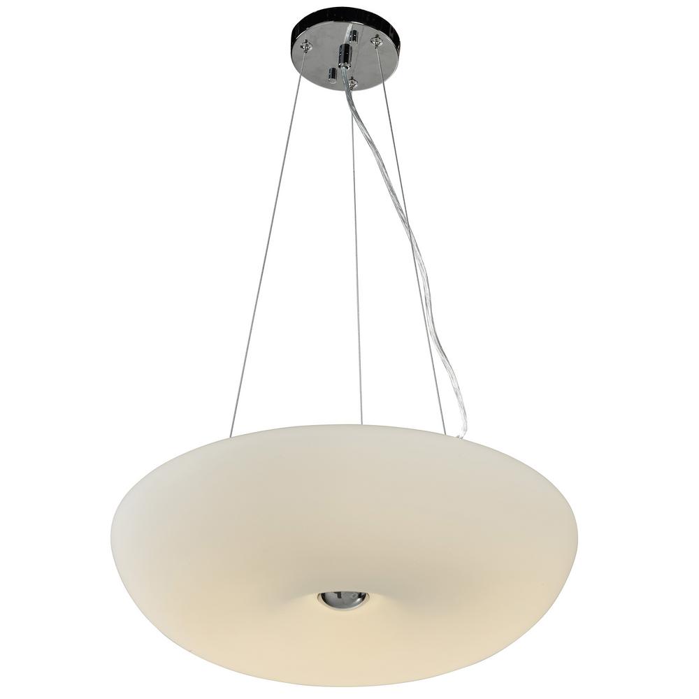 Chrome Beige Bisque Pendant Lights Lighting The Home Depot Swirled 3 Light 18 In W Chrome Pendant With White Opal Glass