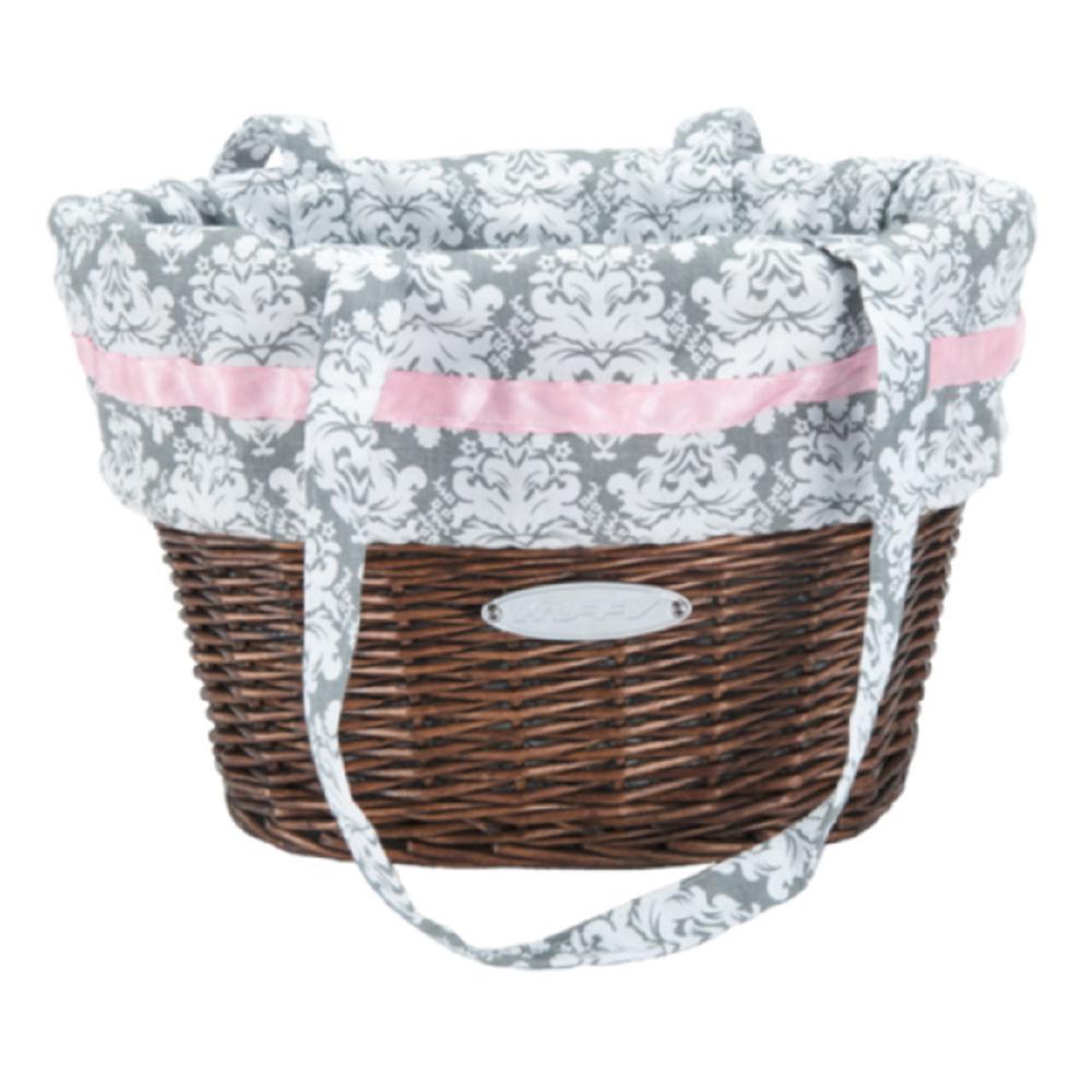 Huffy Natural Wicker Basket With White And Pink Liner 00696bk The Huffy Natural Wicker Basket With White And Pink Liner