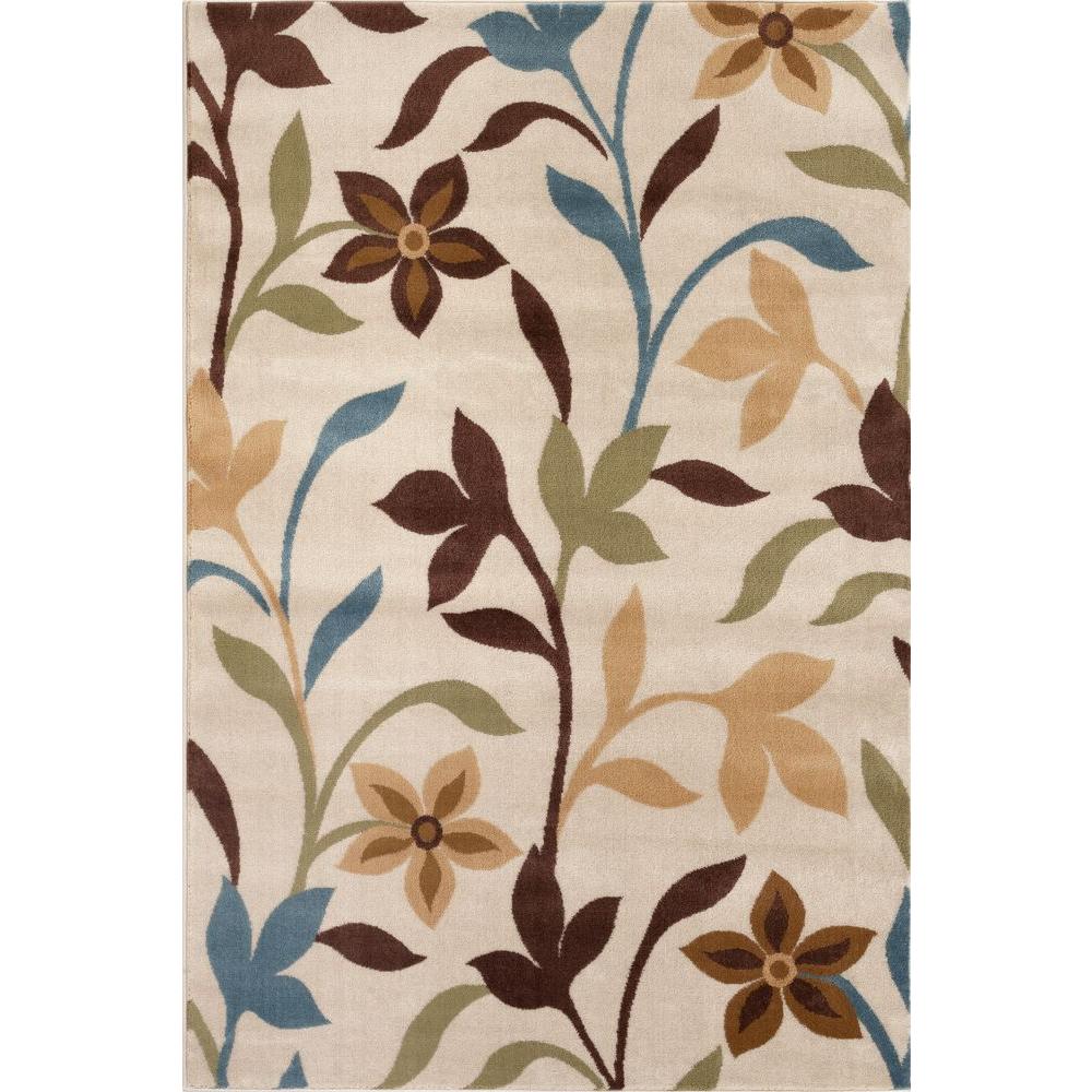 World Rug Gallery Modern Contemporary Leaves Design Cream 7 ft. 10 in