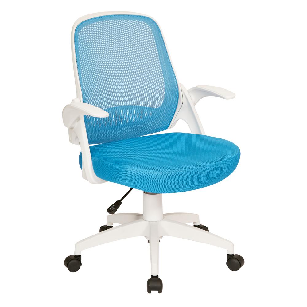 Composite Office Desk Chair Blue Chairs Home Jackson Blue Mesh And White Frame Office Chair With Flip Arms