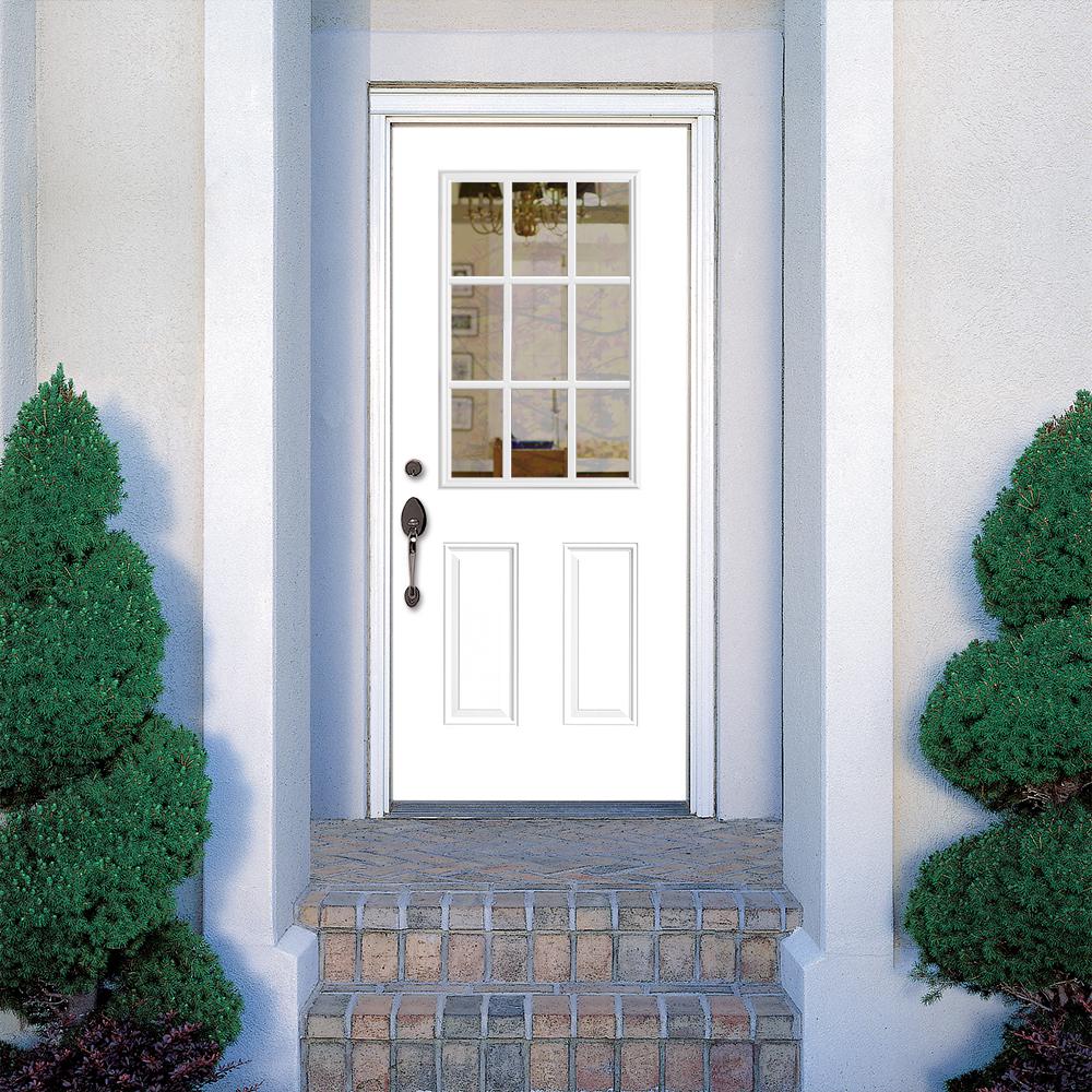 Masonite 32 In X 80 9 Lite Right Hand Inswing Primed Steel Prehung Front Exterior Door No Brickmold 46163 The Home Depot - Home Depot Exterior Basement Doors Masonite 32 In X 80 9 Lite Right Hand Inswing Primed Steel Prehung Front Exterior Door No Brickmold 46163 The Home Depot - Home Depot Exterior Basement Doors
