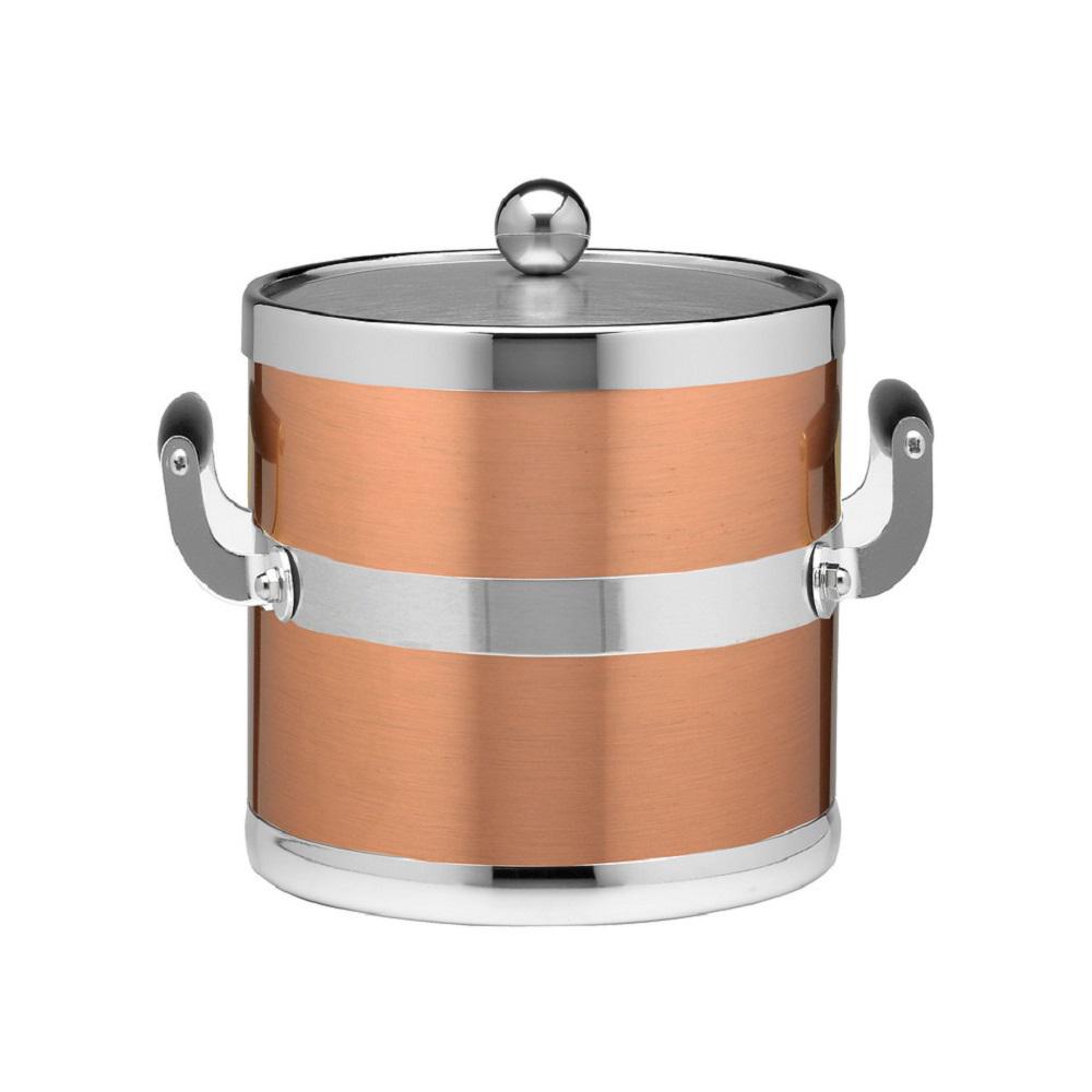 Kraftware Americano 5 Qt. Brushed Copper and Chrome Ice Bucket with