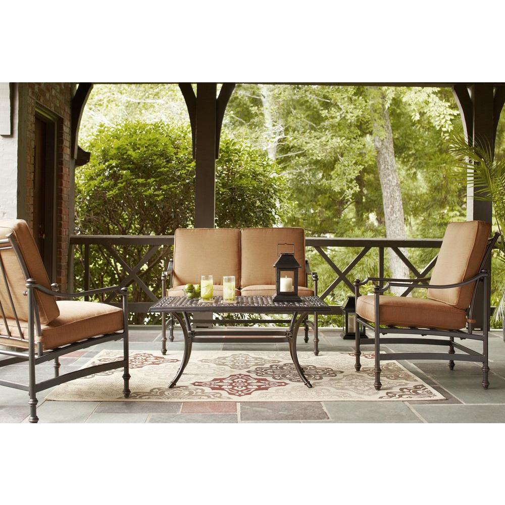 Hampton Bay Niles Park 4Piece Patio Deep Seating Set with Cashew