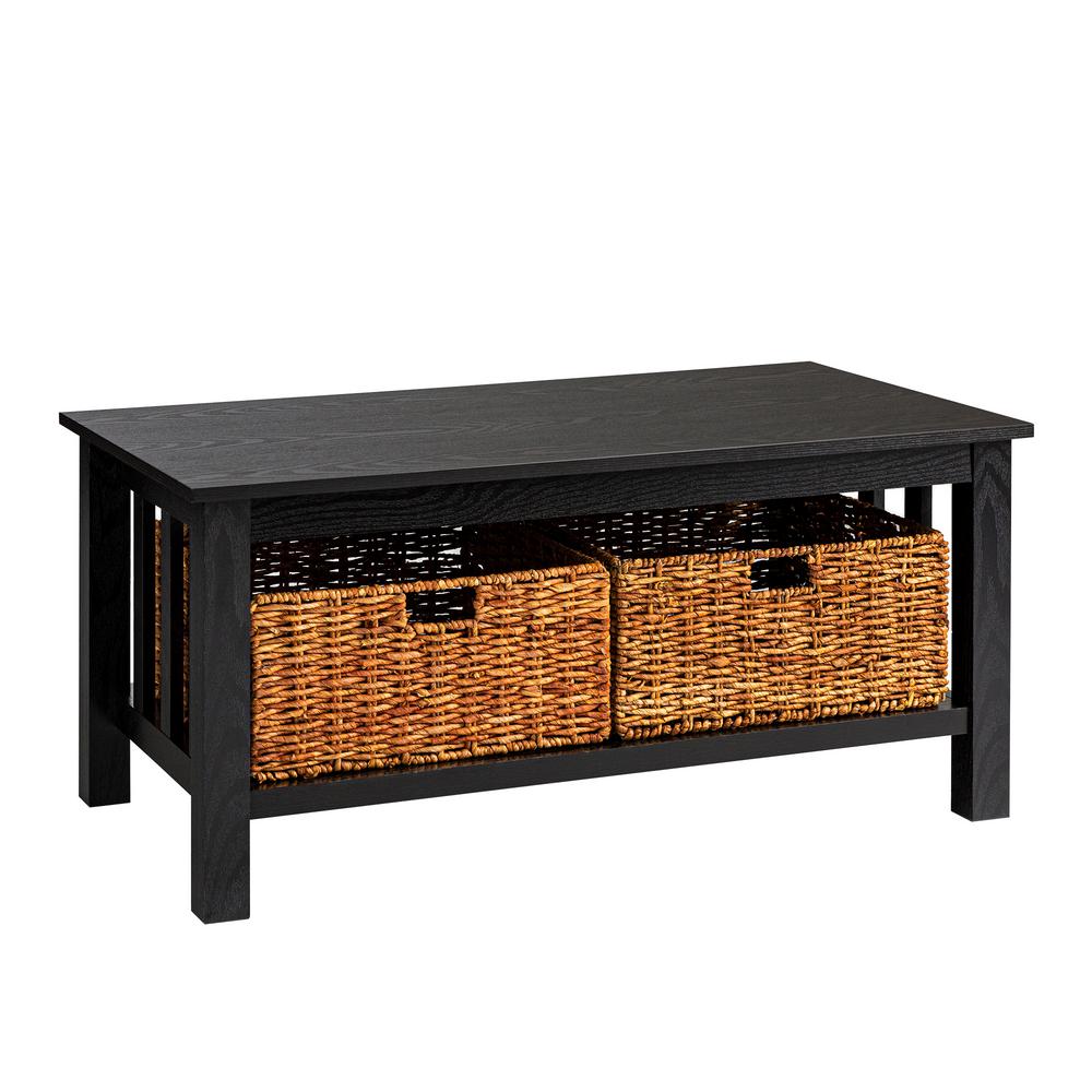 Walker Edison Furniture Company Rustic Wood Accent Coffee Table Basket Storage Black Hd40mstbl The Home Depot - Coffee Table Basket Drawers Walker Edison Furniture Company Rustic Wood Accent Coffee Table Basket Storage Black Hd40mstbl The Home Depot - Coffee Table Basket Drawers