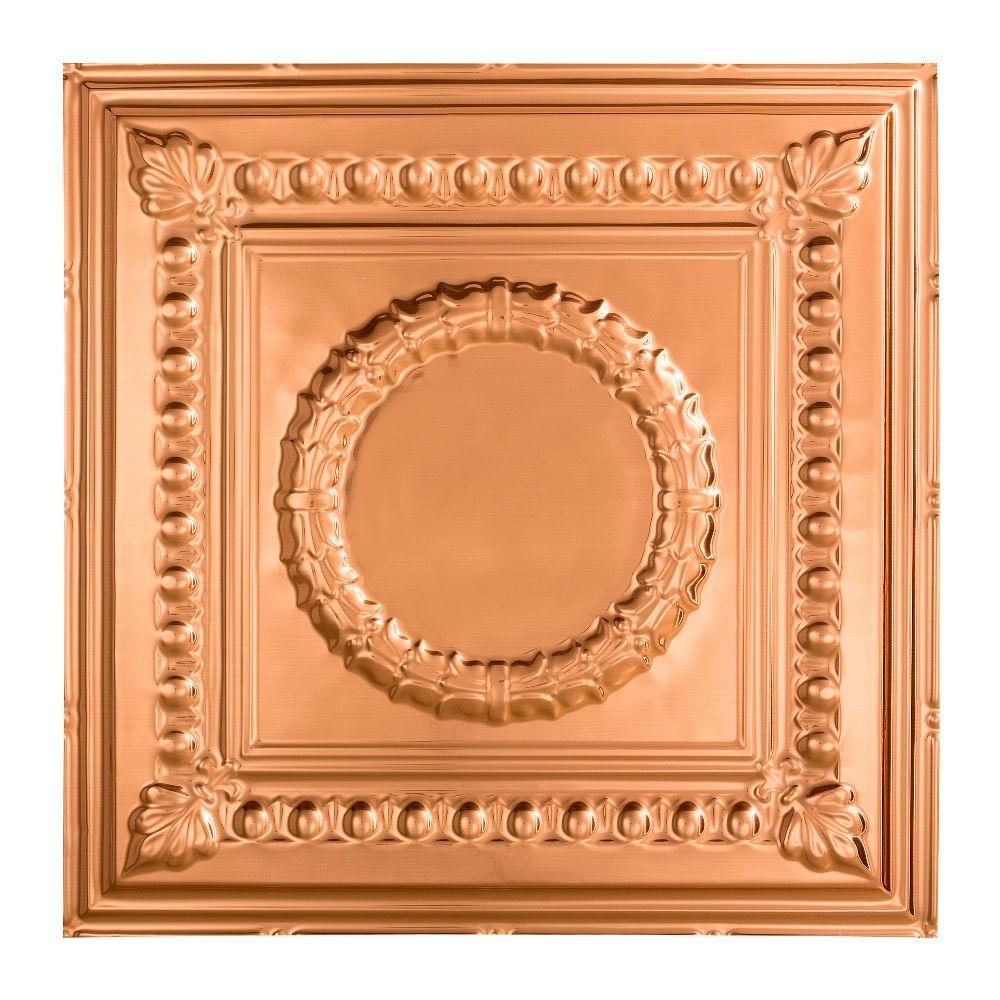 Fasade Easy Installation Rosette Copper Fantasy Lay In Ceiling Tile 2 x 2 Tile Ceiling Panel