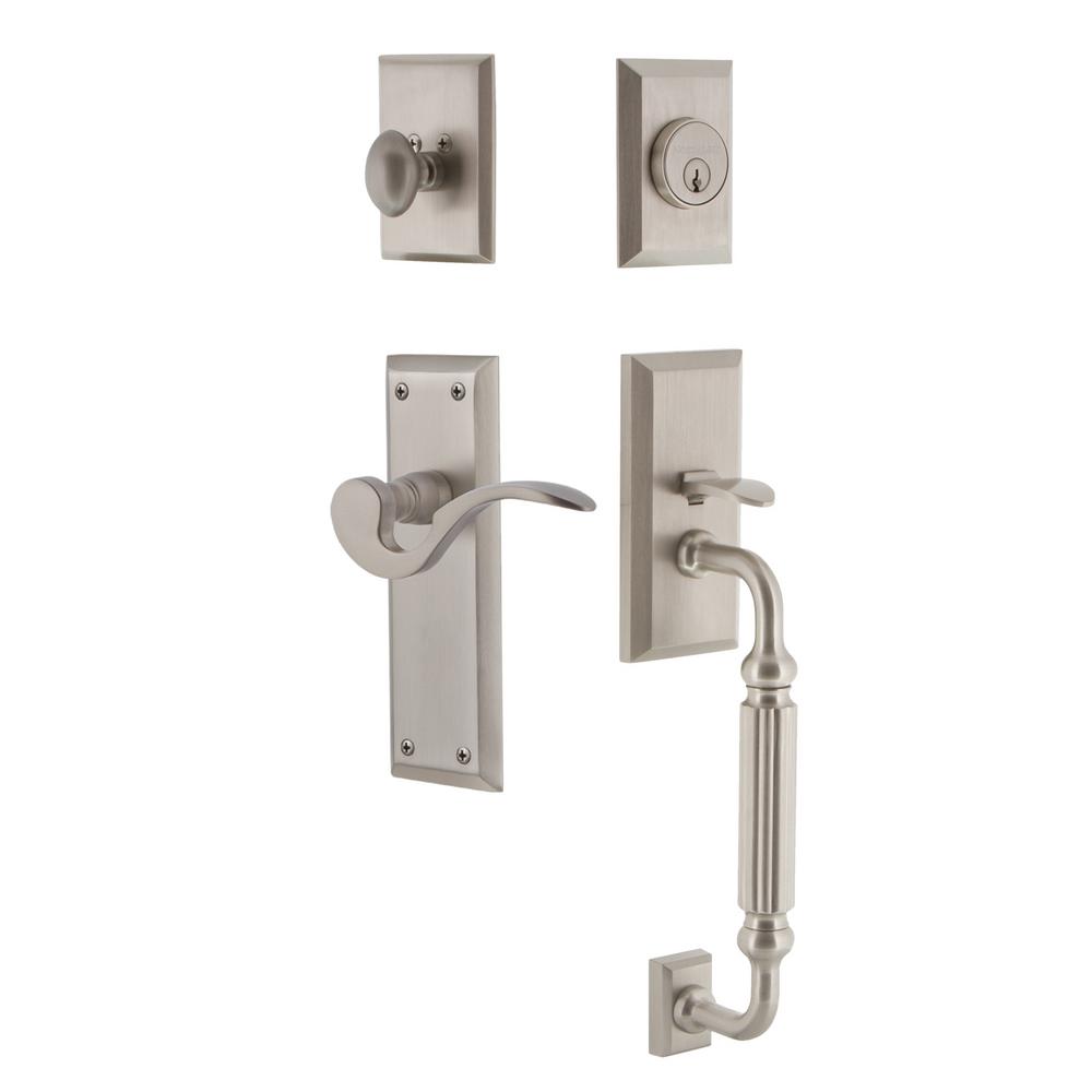 Nostalgic Warehouse New York Plate 2 3 8 In Backset Satin Nickel