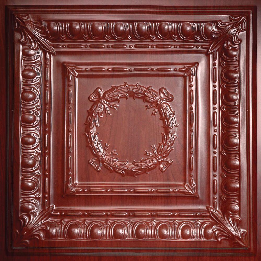 Empire Faux Wood Cherry 2 Ft X 2 Ft Lay In Or Glue Up Ceiling Panel Case Of 6
