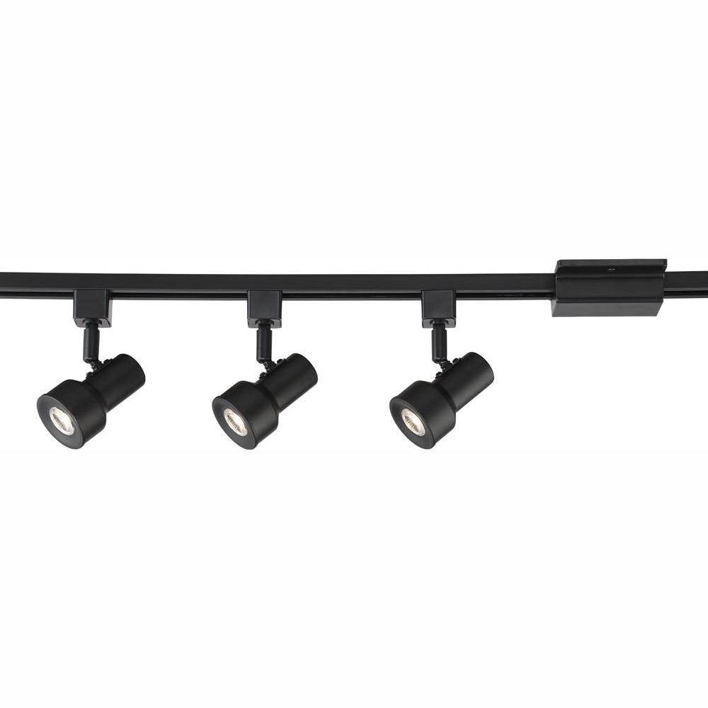 Envirolite 3 5 Ft Solid Black Integrated Led Track Lighting Kit Solid Black Integrated Led Track Lighting Kit With 3 Small Step Cylinder Lights