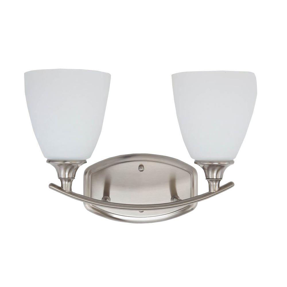 Progress Lighting 2-Light Brushed Nickel Vanity Light with Etched Marble Glass Shades-P7915-09 ...