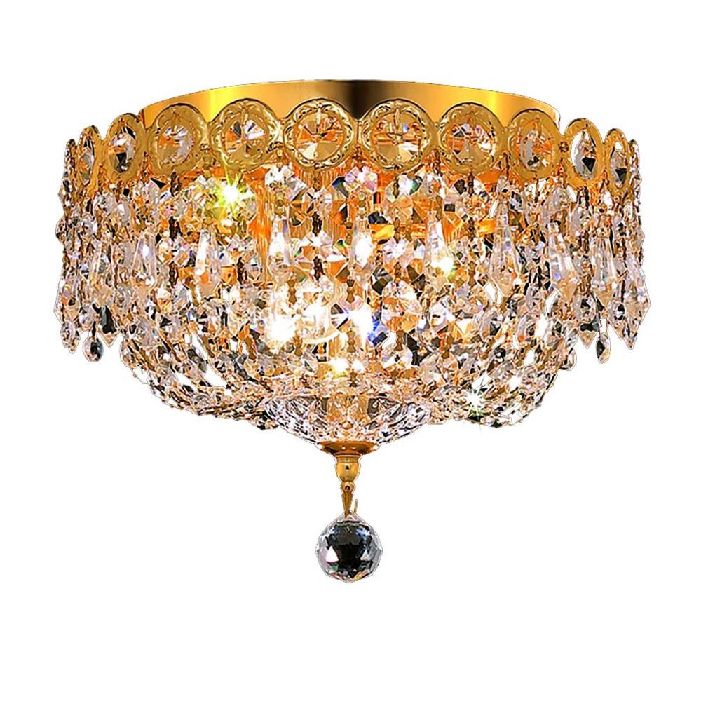 Elegant Lighting 3Light Gold Flushmount with Clear CrystalEL1900F10G/RC The Home Depot