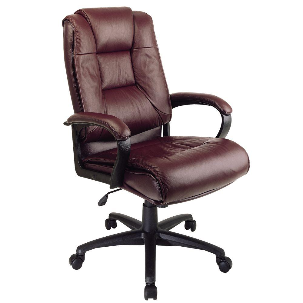 Office Star Products Burgundy Leather High Back Executive ...