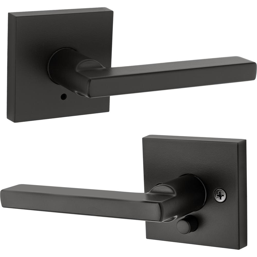 Kwikset Halifax Square Iron Black Privacy Bed Bath Door Lever