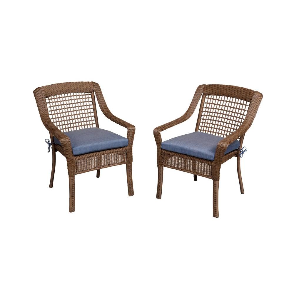 Hampton Bay Spring Haven Brown All-Weather Wicker Patio Dining Chair with Sky... by Hampton Bay