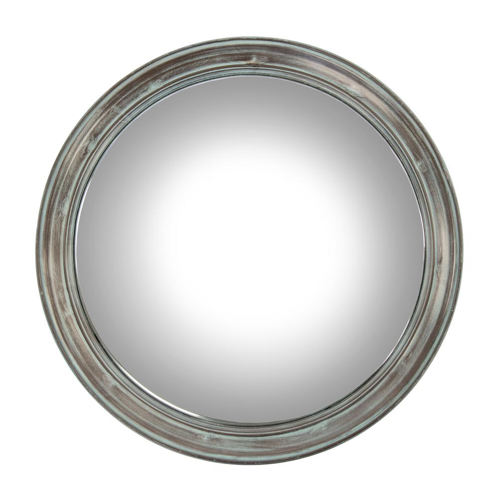 Zentique Cerne Round Convex Distressed Teal Mirror Ezt142466xl