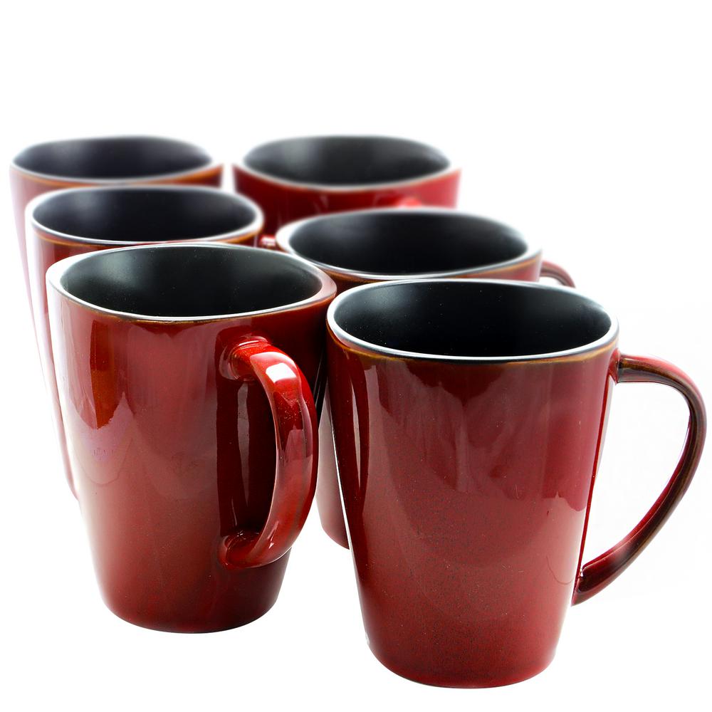 Elama Harland 14 Oz Red Stoneware Mugs Set Of 6 985110615m Elama Harland 14 Oz Red Stoneware Mugs