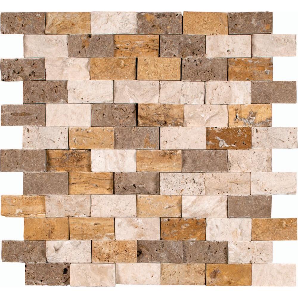 Msi Mixed Splitface 12 In X 10mm Travertine Mesh Mounted Msi Mixed Splitface 12 In X 10mm Travertine Mesh Mounted