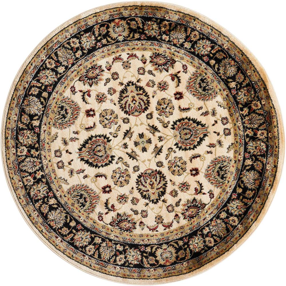 Nourison Delano Ivory/Black 5 ft. 3 in. Round Area Rug370143 The