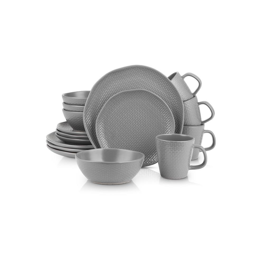STONE LAIN 32Piece Casual Gray Stoneware Dinnerware Set (Service for 8