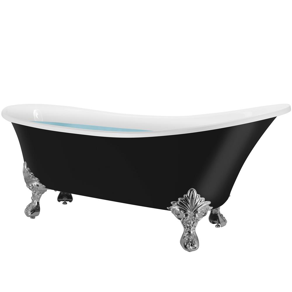 AKDY 69 in. Acrylic Double Slipper Clawfoot NonWhirlpool Bathtub in