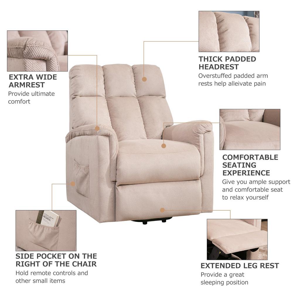 Merax Beige Soft Fabric Recliner Chair With Remote Control