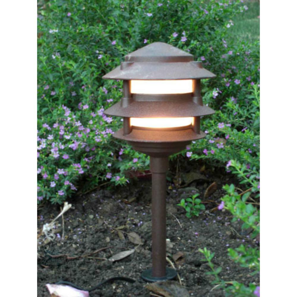 Best Pro Lighting Low Voltage Rust Outdoor Landscape 3 Tier Pagoda Pathway Light Bpl302rst The Home Depot