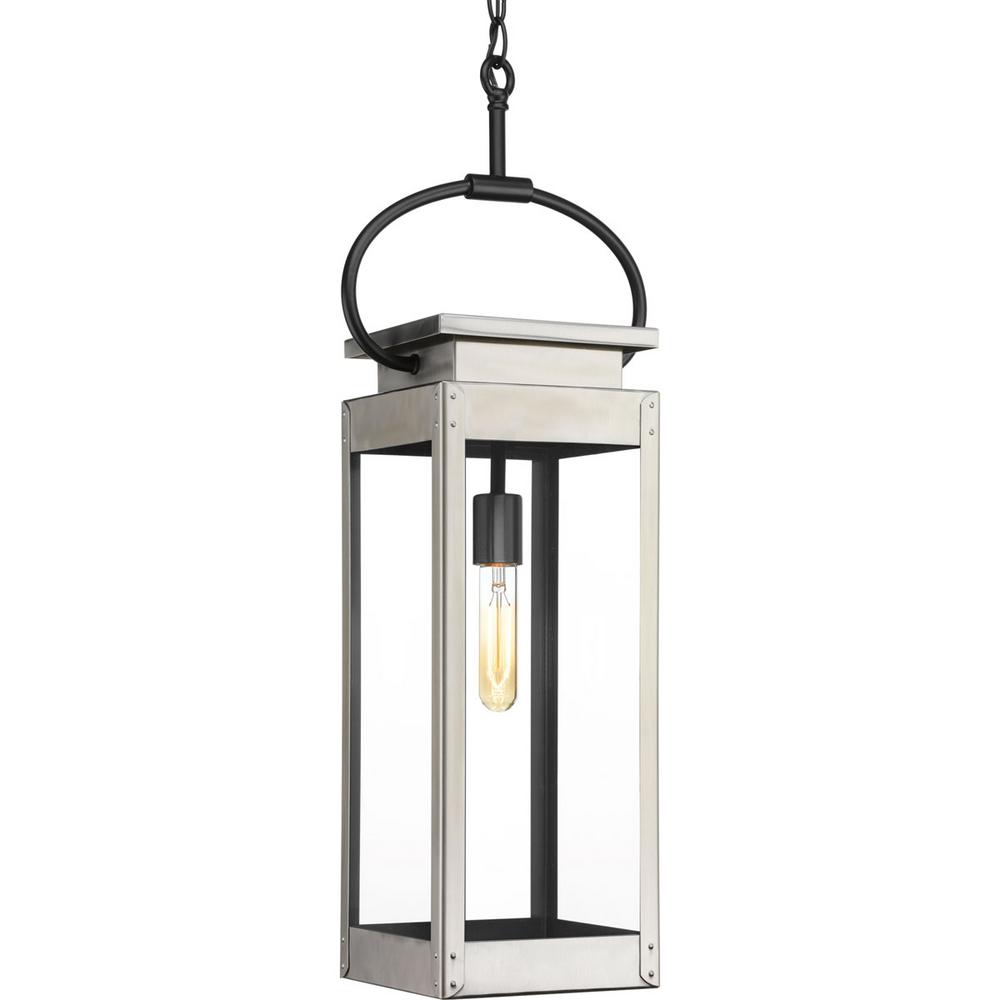 Progress Lighting Union Square Collection 1 Light Outdoor Stainless Steel Hanging Lantern
