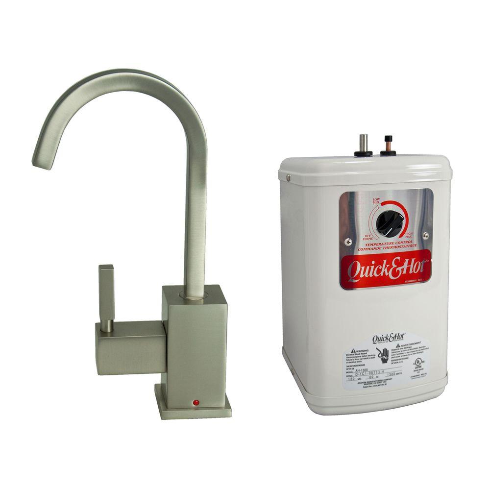 Brushed Nickel Instant Hot Cold Water Dispensers Kitchen Single Handle Hot Water Dispenser Faucet With Heating Tank In Brushed Nickel