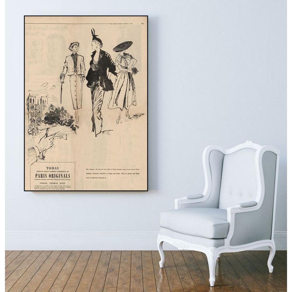 22 In X 28 In 1950 S Fashion Paris Originals By Odette Lafontaine Framed Wall Art Ct609 2228cf The Home Depot