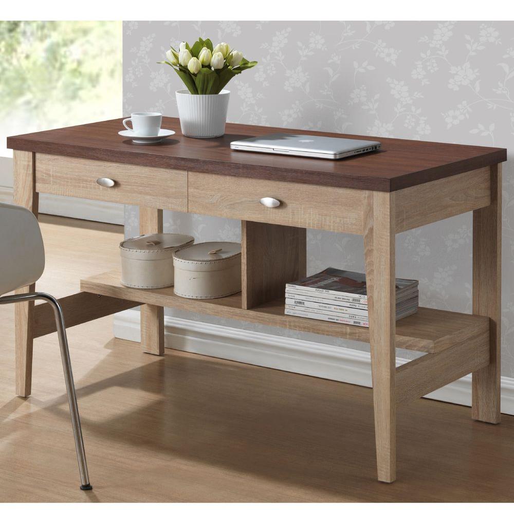 Baxton Studio Fillmore Natural And Dark Brown Desk 28862 5432 Hd