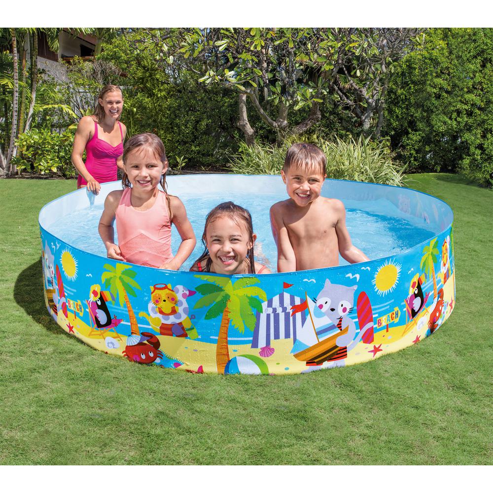 Intex Seahorse Buddies Kids 8 Foot Instant Kiddie Water SnapSet Swimming Pool