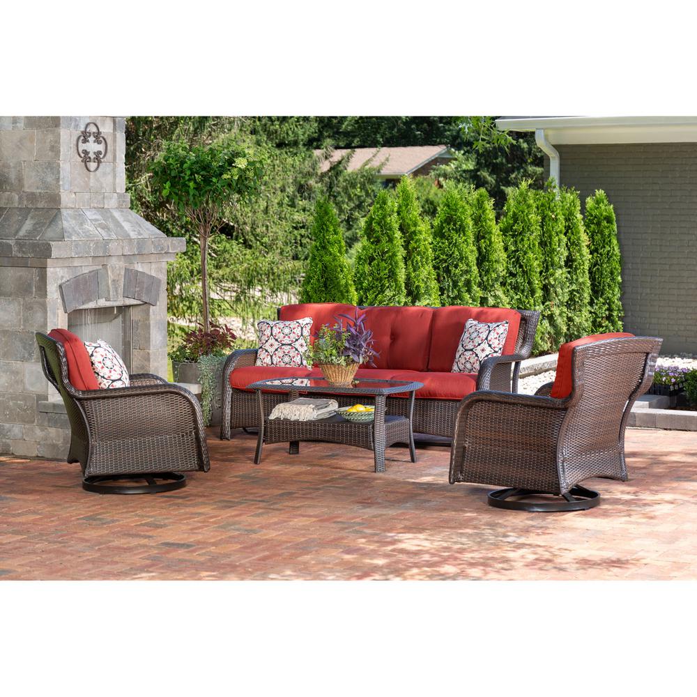 Hanover Gramercy 4 Piece All Weather Wicker Patio Seating Set With Navy Blue Cushions Gramercy4pc Nvy The Home Depot