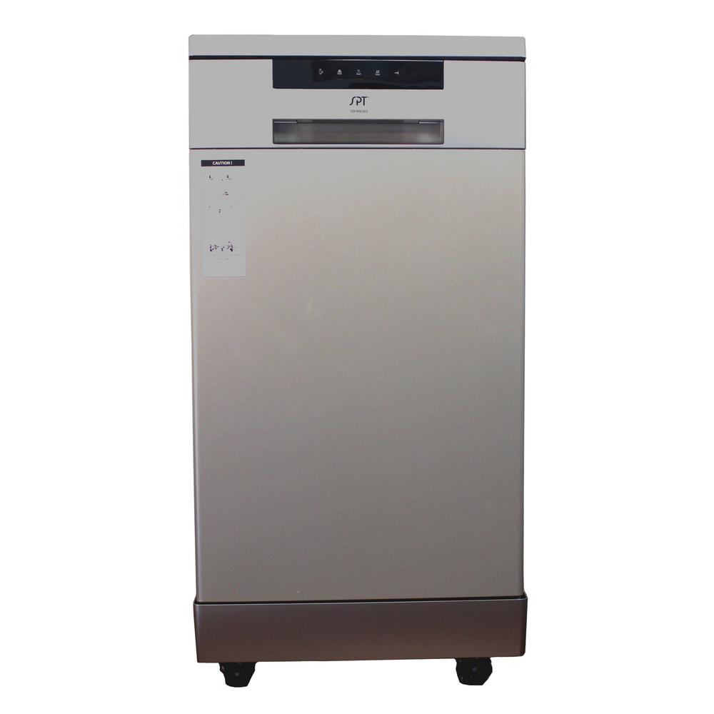 SPT 18 in. Portable Dishwasher in Stainless Steel with 8 Place Settings Dishwasher Home Depot Stainless Steel