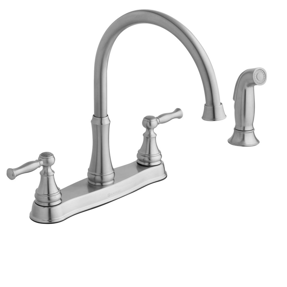 Glacier Bay Fairway 2-Handle Standard Kitchen Faucet with Side Sprayer in Stainless Steel, Silver was $89.0 now $59.0 (34.0% off)