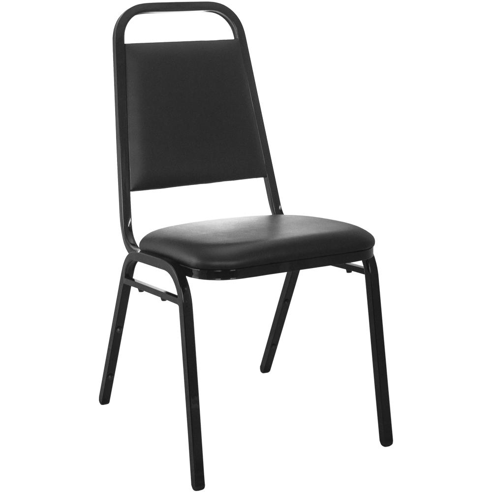 Black Vinyl Padded Stackable Banquet Chairs Set Of 2