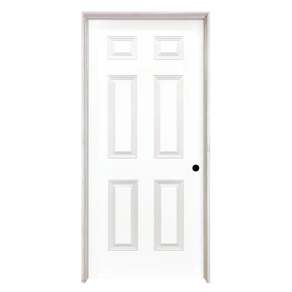 Steves Sons 24 In X 80 In 6 Panel Textured Solid Core White Primed Composite Single Prehung Interior Door