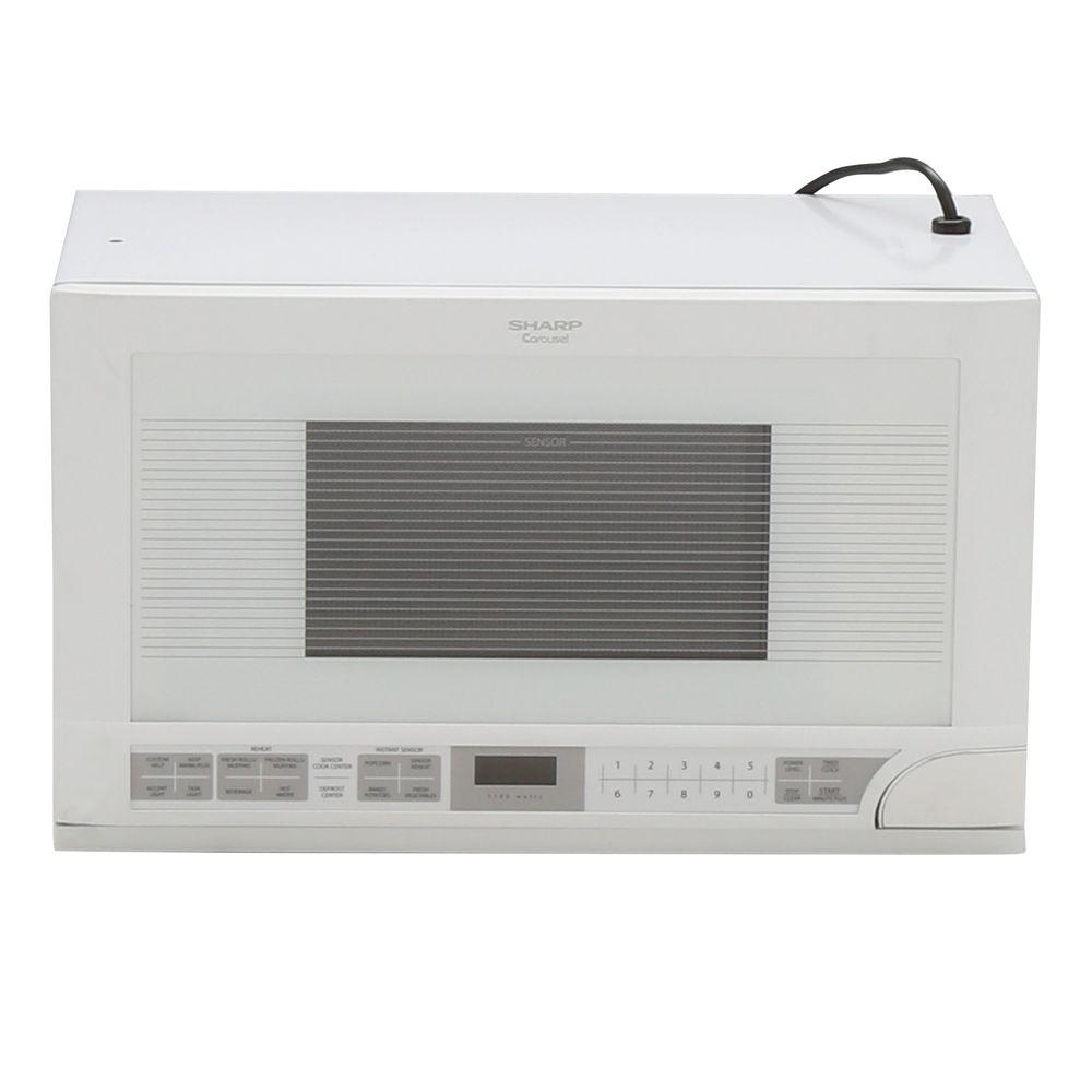 Sharp 1 5 Cu Ft Over The Counter Microwave In White With Sensor